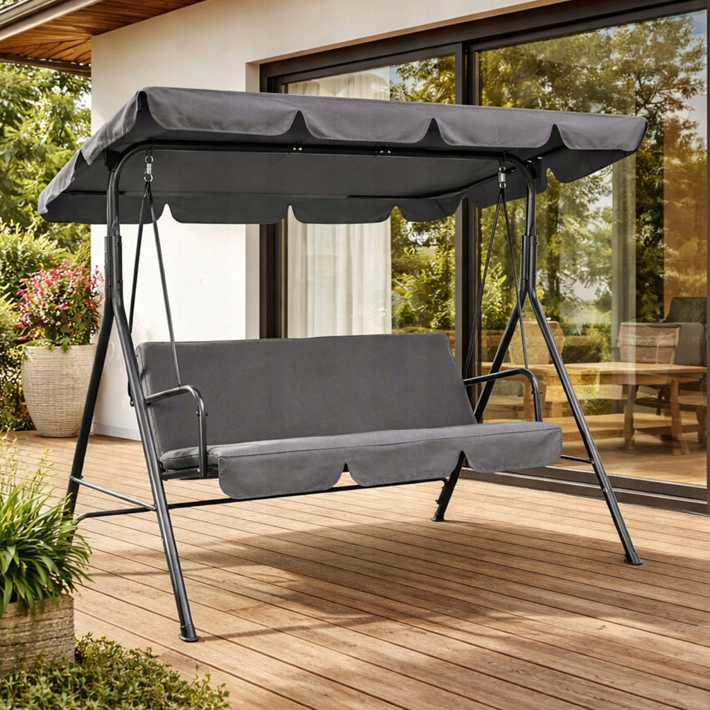 GARDEN SWING ROCKING COUCH FREESTANDING STEEL CANOPY Kind freestanding