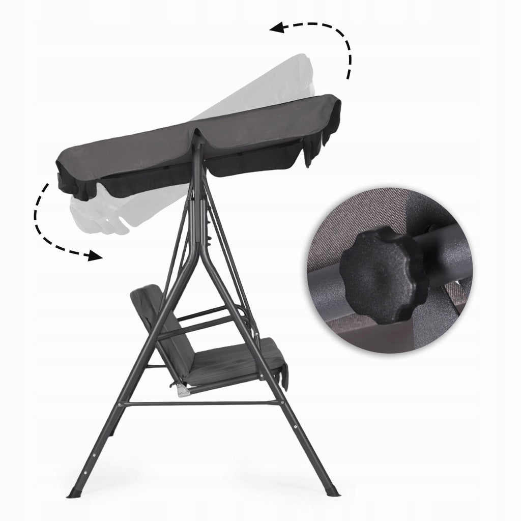 GARDEN SWING ROCKING COUCH FREESTANDING STEEL CANOPY Seat length 134 cm