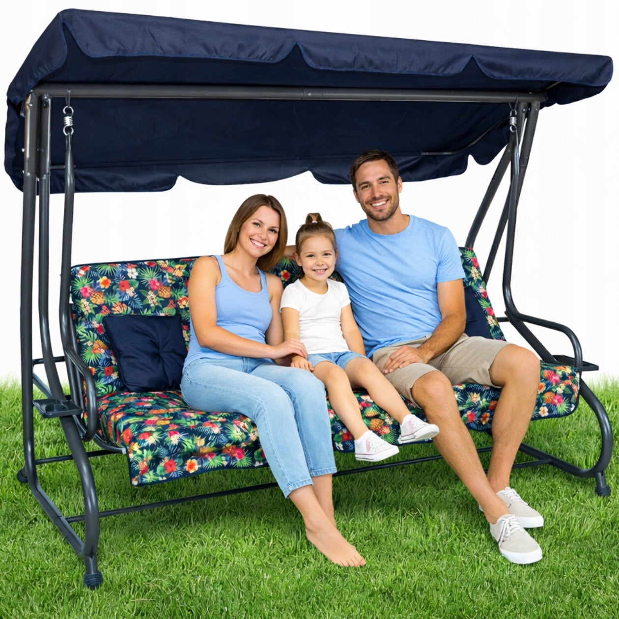 GARDEN SWING WITH CANOPY ROCKING FREESTANDING 2in1 FOLDING PILLOWS