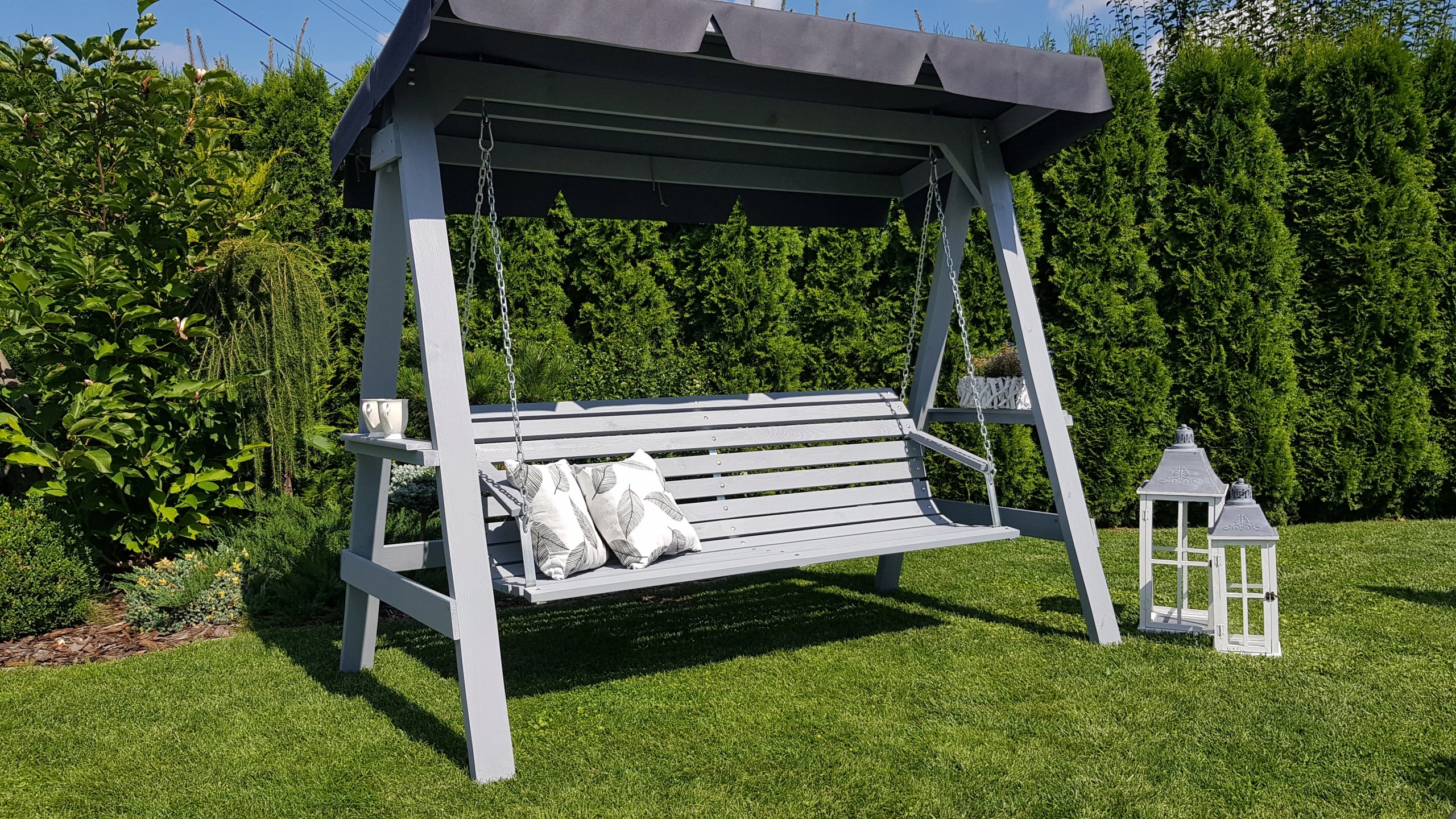 GARDEN SWING WITH ROCKING CANOPY WOODEN 4 PERSON FREESTANDING EAN (GTIN) 5903857174007