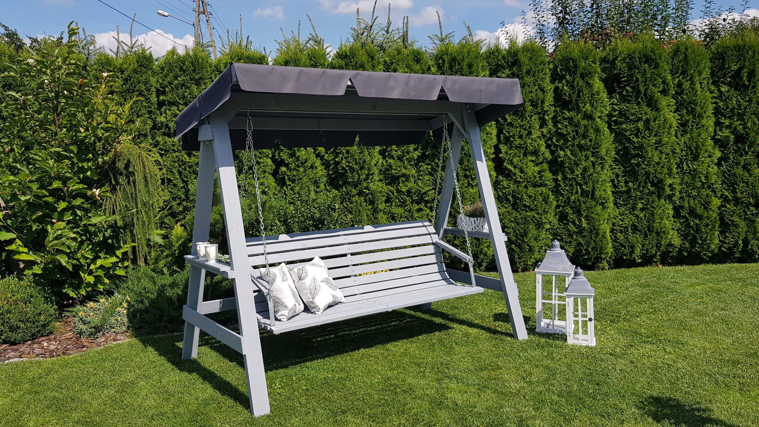 GARDEN SWING WITH ROCKING CANOPY WOODEN 4 PERSON FREESTANDING Manufacturer code HUS/235/180/18