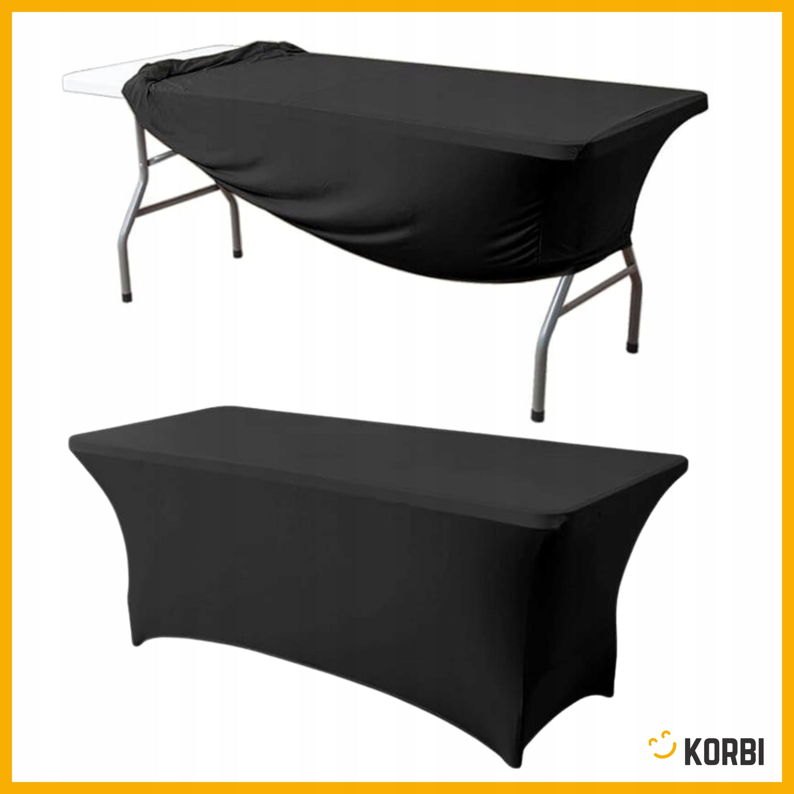 GARDEN TABLE COVER ELASTIC CATERING BANQUET TABLECLOTH BLACK Manufacturer code Korbi POKROWIEC NA STÓŁ OBRUS CZARNY