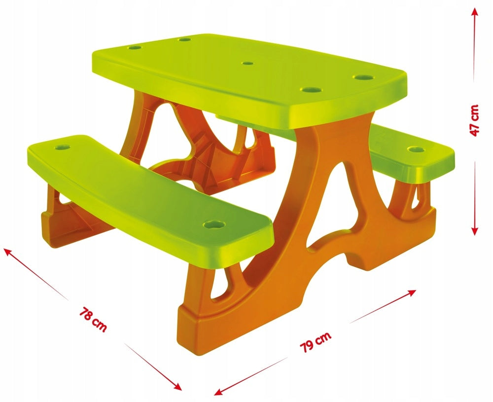 GARDEN TABLE FOR CHILDREN WITH BENCHES PICNIC SET Mochtoys Polish Kid's age 12+ months