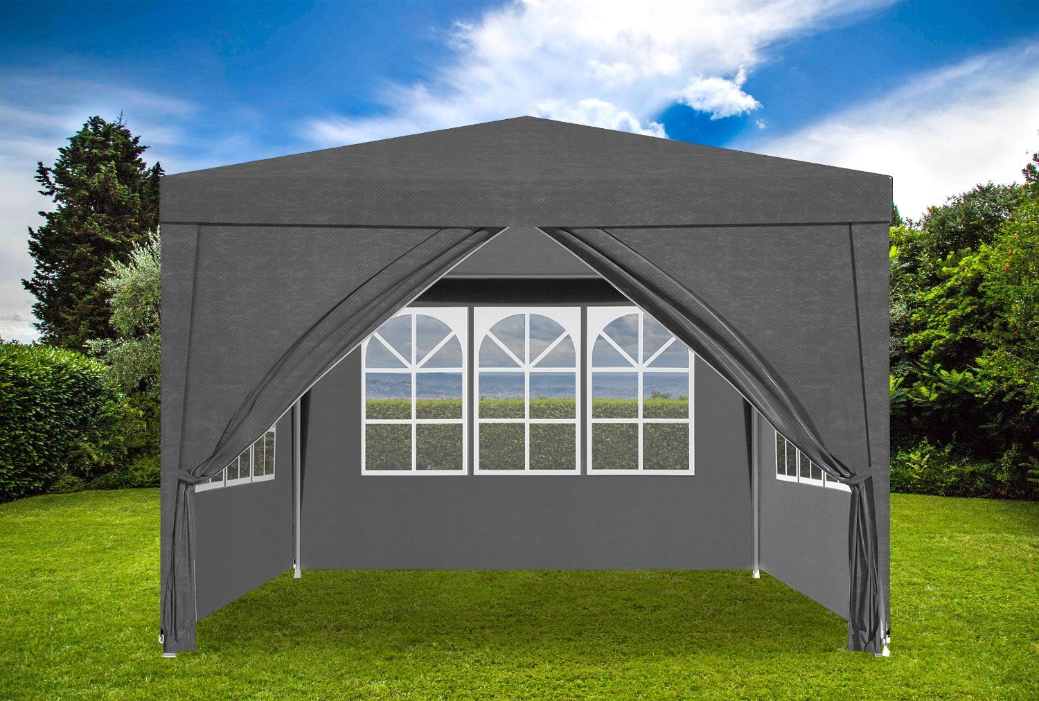 GARDEN TENT COMMERCIAL PARTY PAVILION GAZEBO FOR TERRACE ROOF WALLS 3x3 Packaging status original