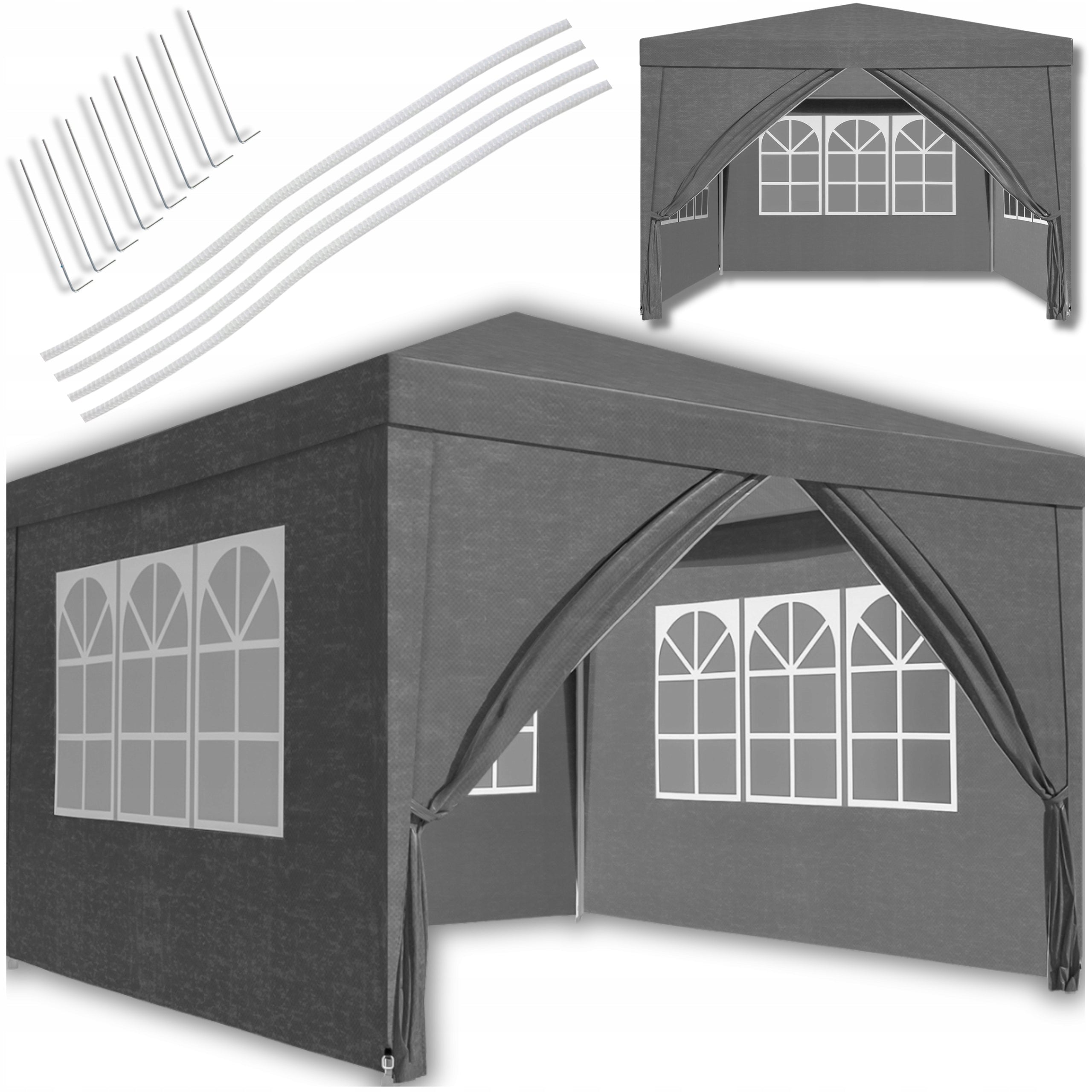 GARDEN TENT COMMERCIAL PARTY PAVILION GAZEBO FOR TERRACE ROOF WALLS 3x3