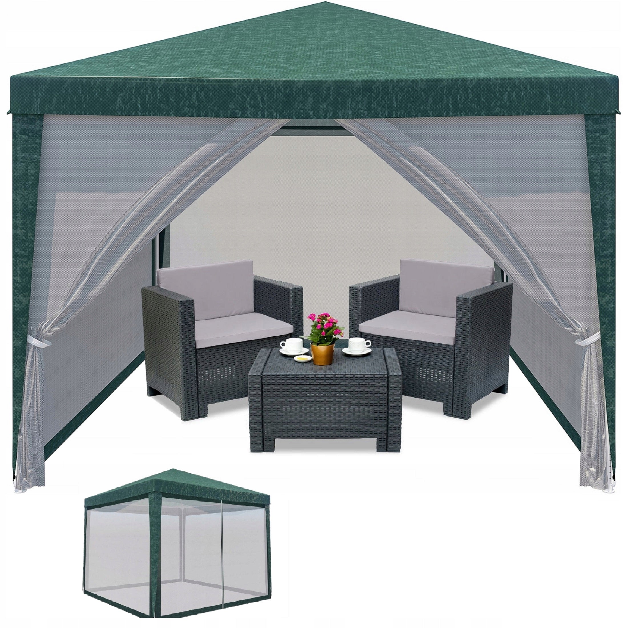 GARDEN TENT COMMERCIAL PAVILION 3X3M WITH MOSQUITO NET GAZEBO FOR GARDEN TERRACE