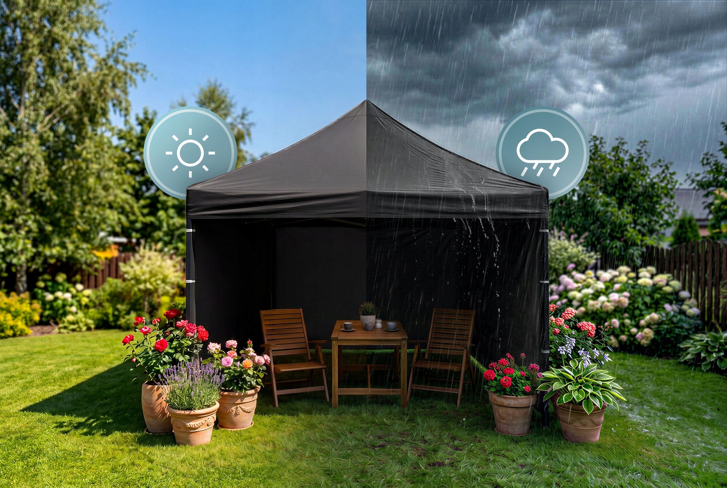 GARDEN TENT COMMERCIAL PAVILION EXPRESS 3x6x3m 3 WALLS Length 3 m