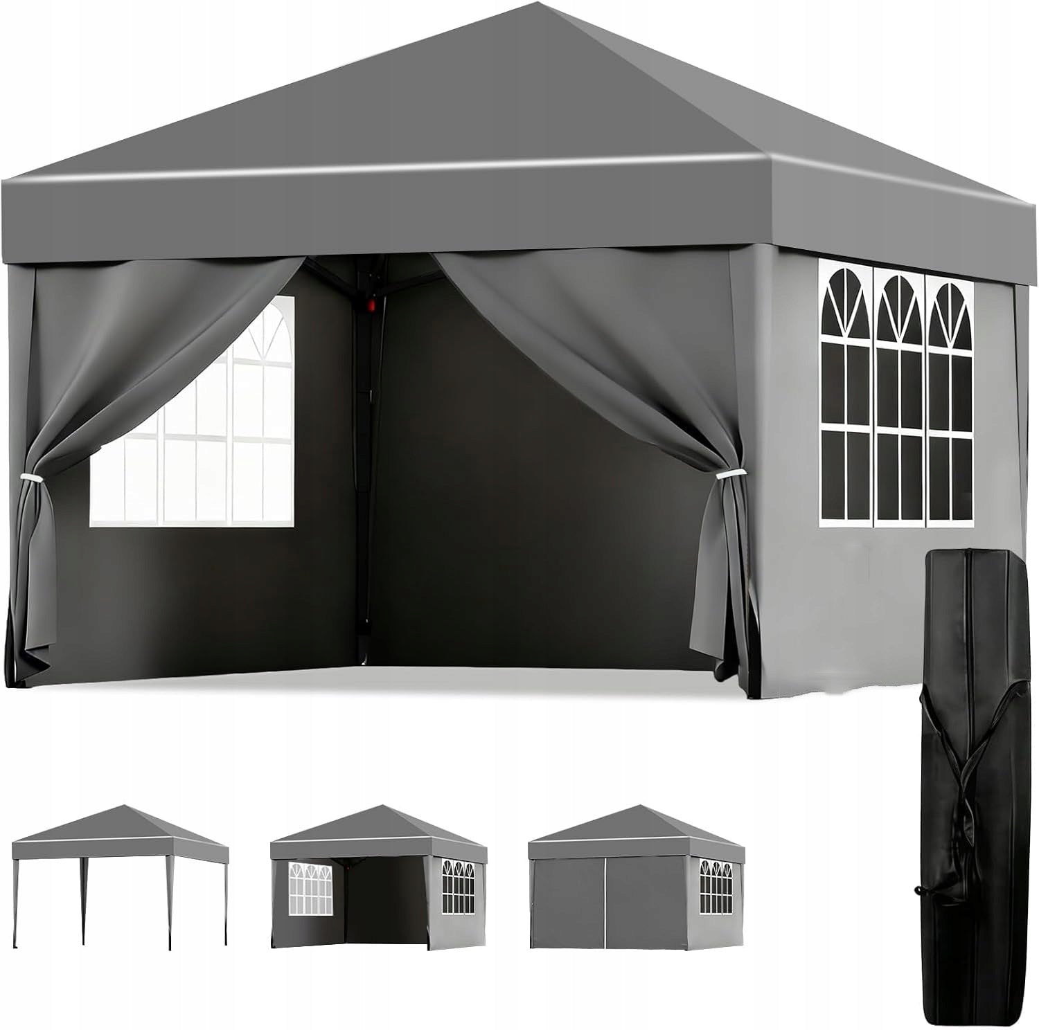 GARDEN TENT STRONG PAVILION GAZEBO 300 x 300 x 250 cm + 4 WINDOW WALLS Manufacturer code 10-3325