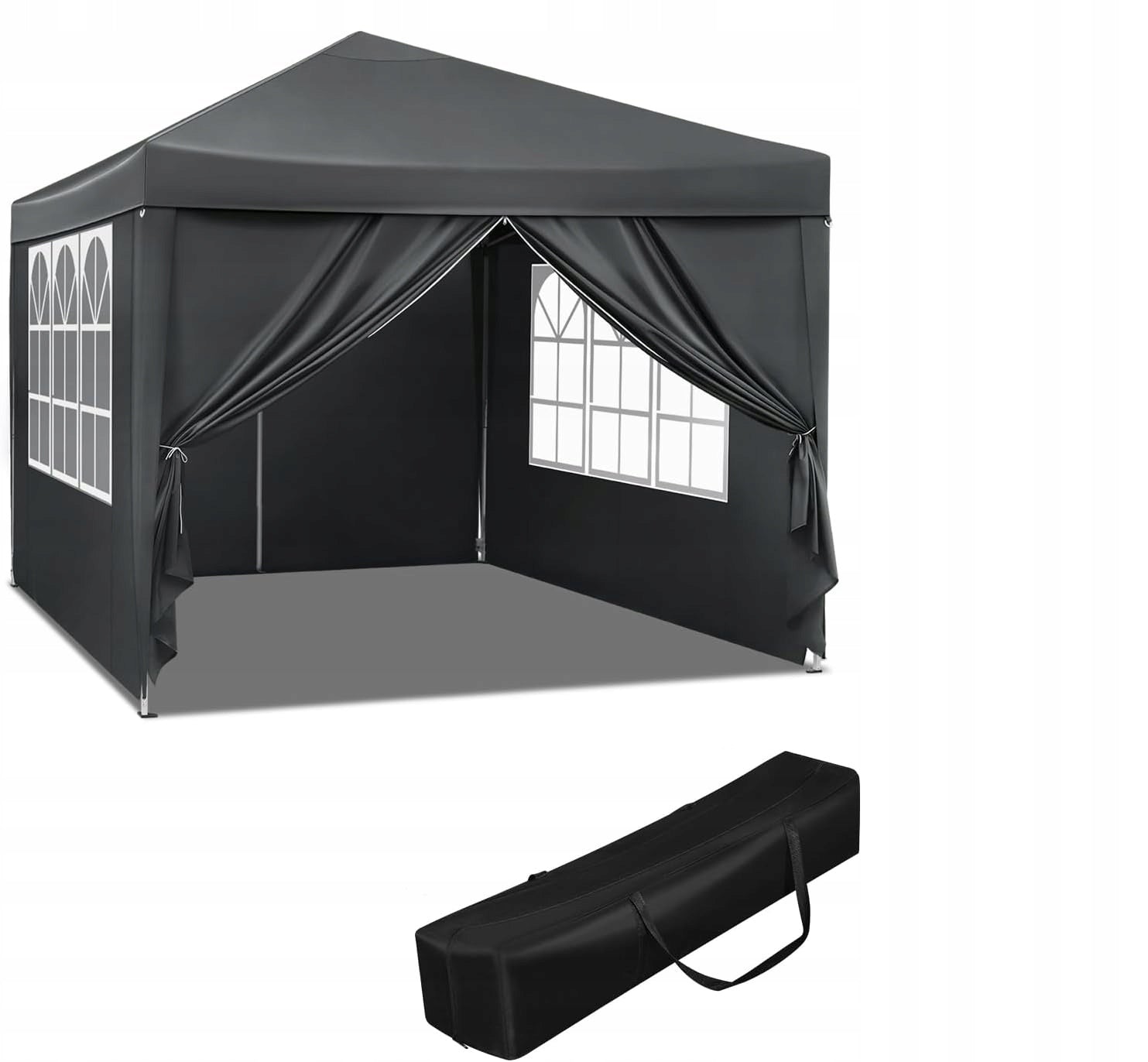GARDEN TENT STRONG PAVILION GAZEBO 300 x 300 x 250 cm + 4 WINDOW WALLS