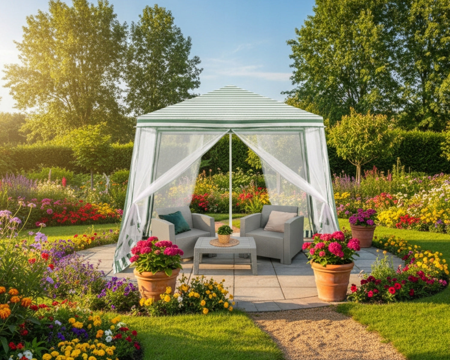 GARDEN TENT WITH MOSQUITO NET GAZEBO FOR GARDEN STABLE 3X3M Width 3 m