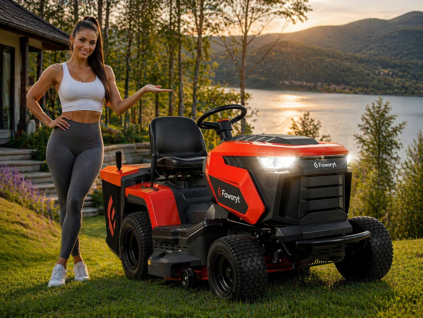 GARDEN TRACTOR FAWORYT MOWER 84 CM ENGINE LONCIN 250L FULL Packaging status original