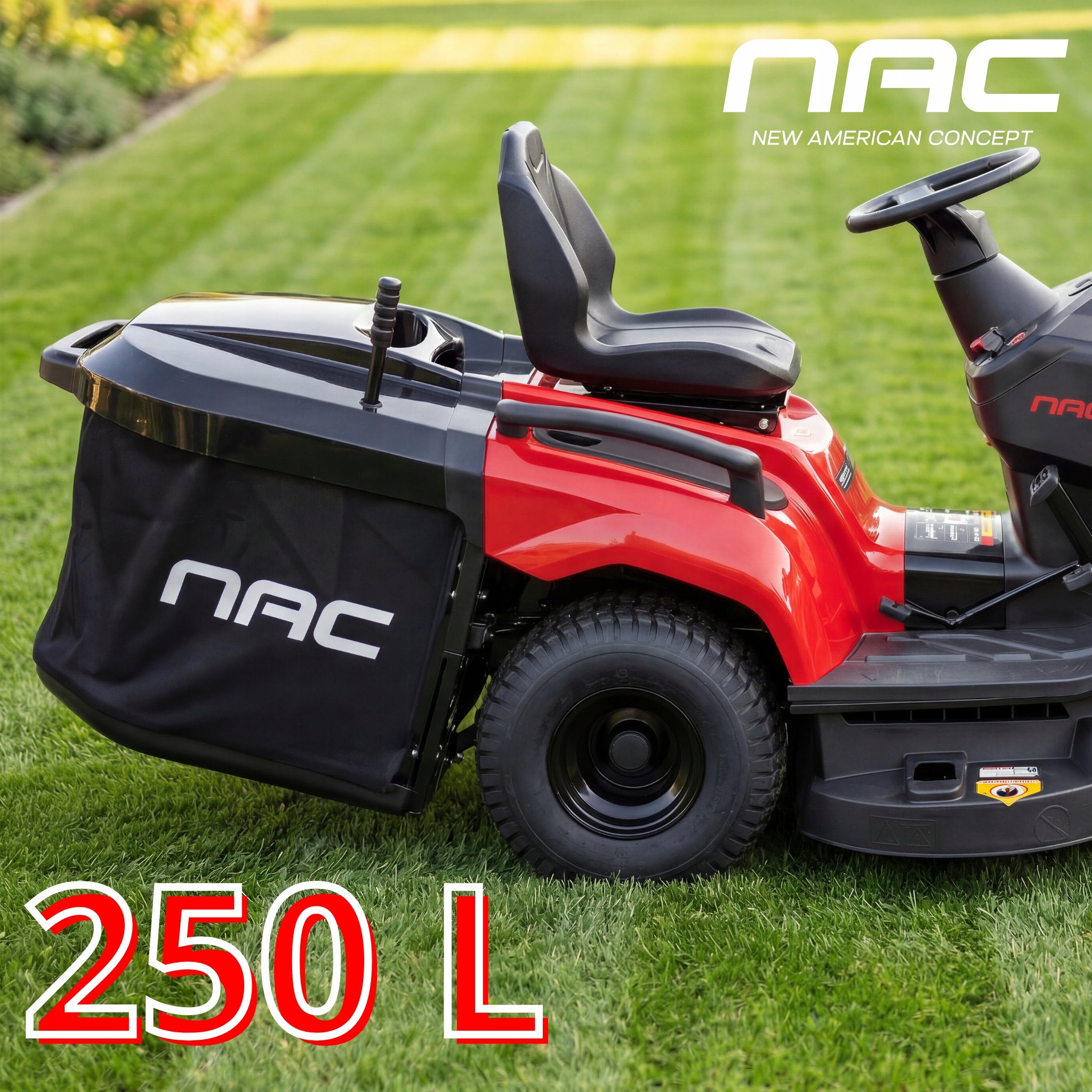 GARDEN TRACTOR LAWN MOWER NAC LONCIN 452CC BASKET 250L 86CM STRONG Mowing width 86 cm