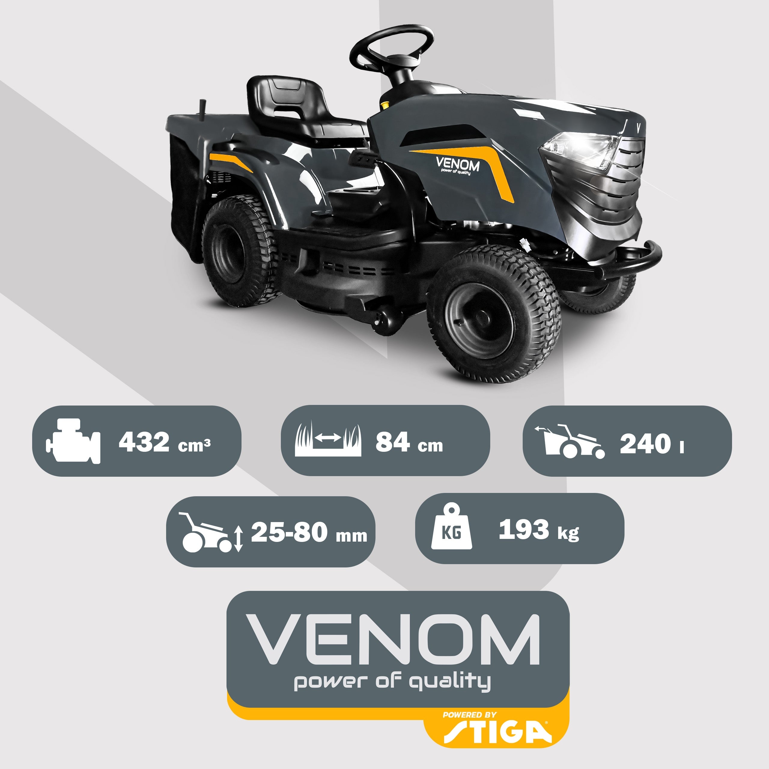 GARDEN TRACTOR VENOM BY STIGA MOWER 450 HYDRO 12IN1 MULCHING SUPER Packaging status original