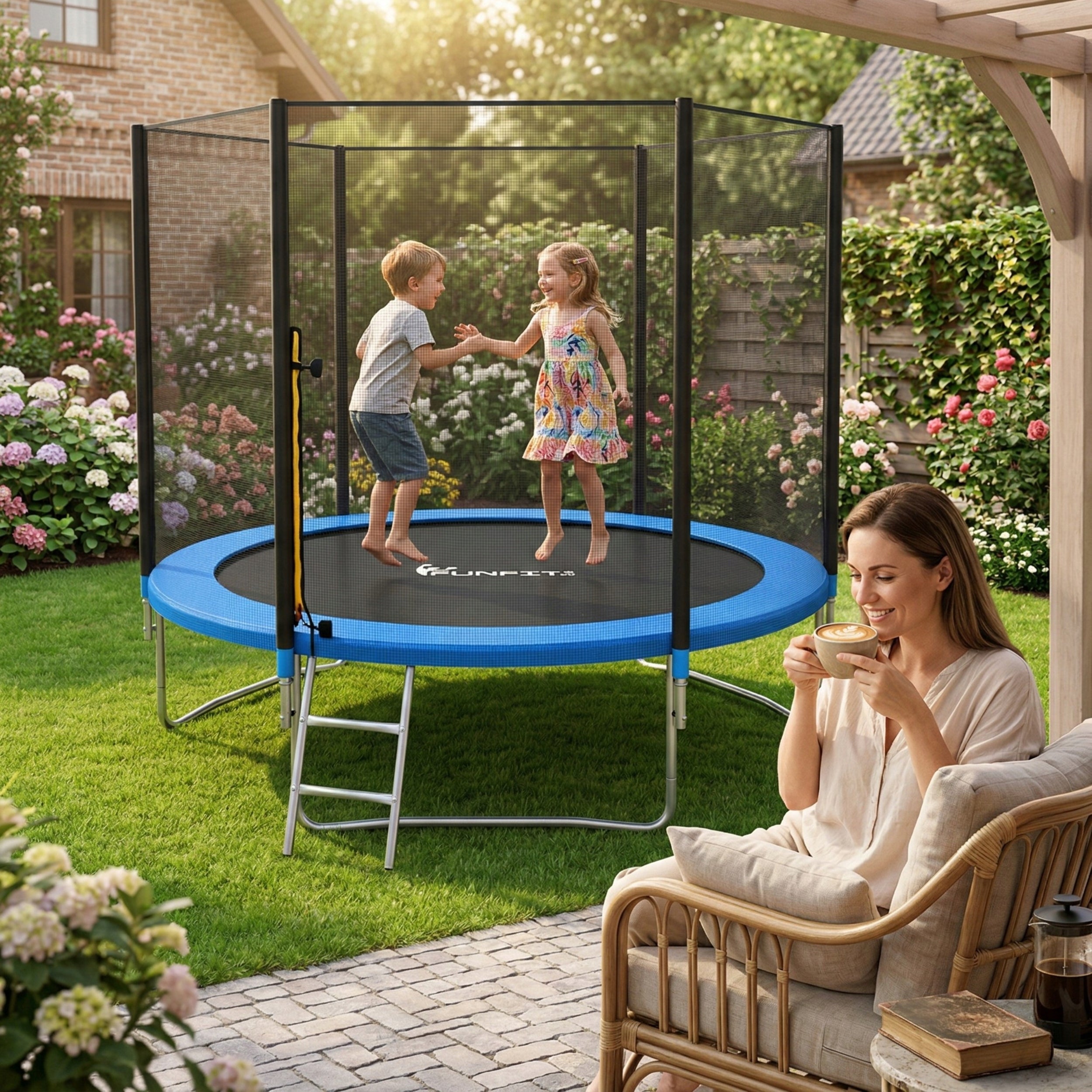 GARDEN TRAMPOLINE 312CM 10FT OUTDOOR NET + LADDER FUNFIT Manufacturer code 846