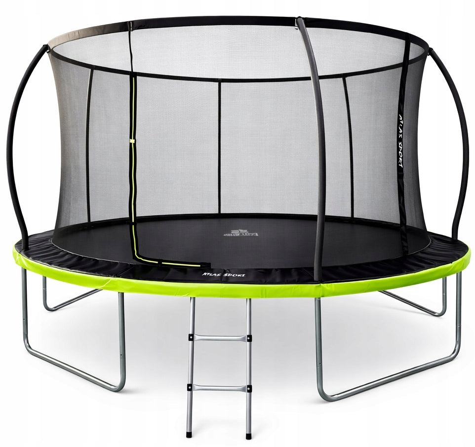 GARDEN TRAMPOLINE ATLAS SPORT 427cm 14ft MESH 180 CM PRO GREEN