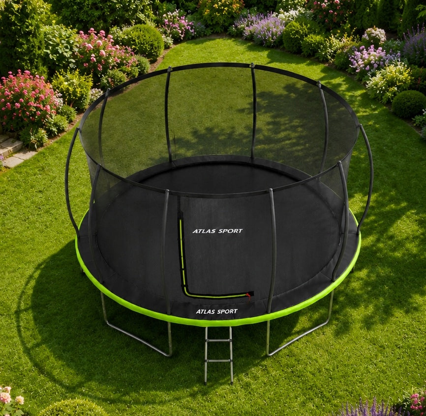 GARDEN TRAMPOLINE ATLAS SPORT 488 cm 16ft MESH 180 CM PRO GREEN Brand Atlas Sport