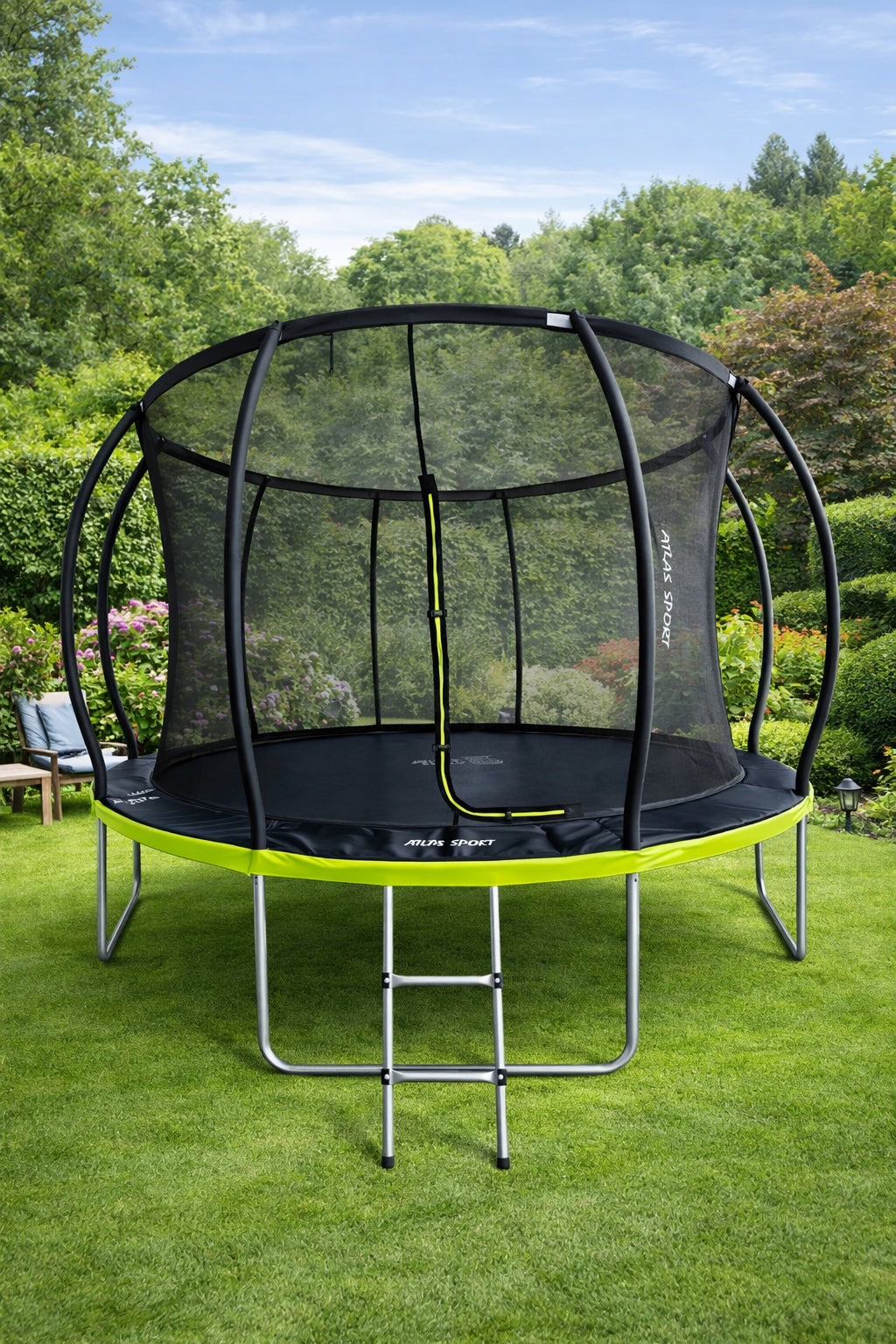 GARDEN TRAMPOLINE ATLAS SPORT 488 cm 16ft MESH 180 CM PRO GREEN Packaging status original