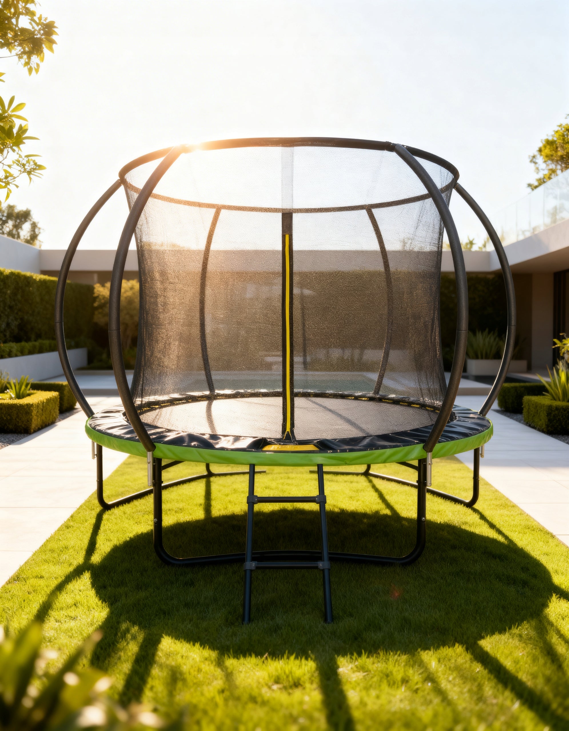 GARDEN TRAMPOLINE FOR CHILDREN 244 cm LADDER SAFETY NET 8FT Height from ground level 56 cm
