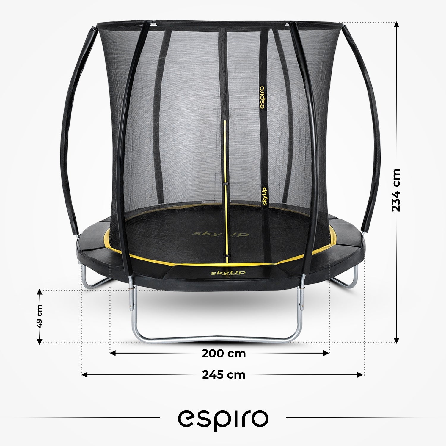 GARDEN TRAMPOLINE FOR CHILDREN ESPIRO WITH INNER NET 8FT 244CM Total height 230 cm