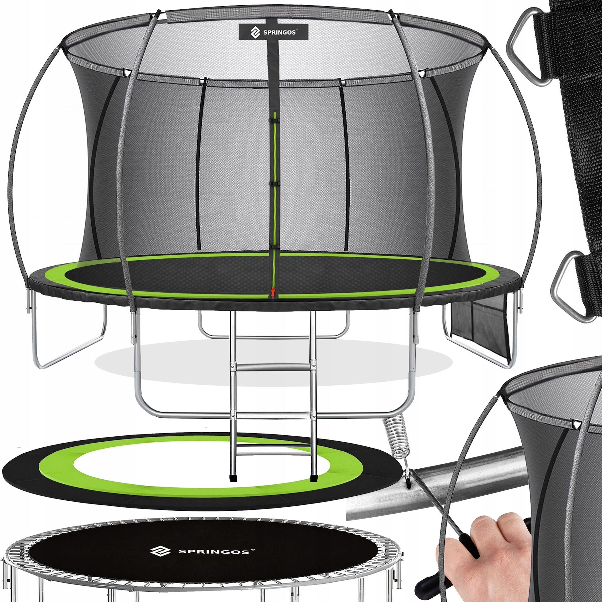 GARDEN TRAMPOLINE FOR CHILDREN FOR GARDEN WITH INNER MESH 12FT 374cm Kind with net