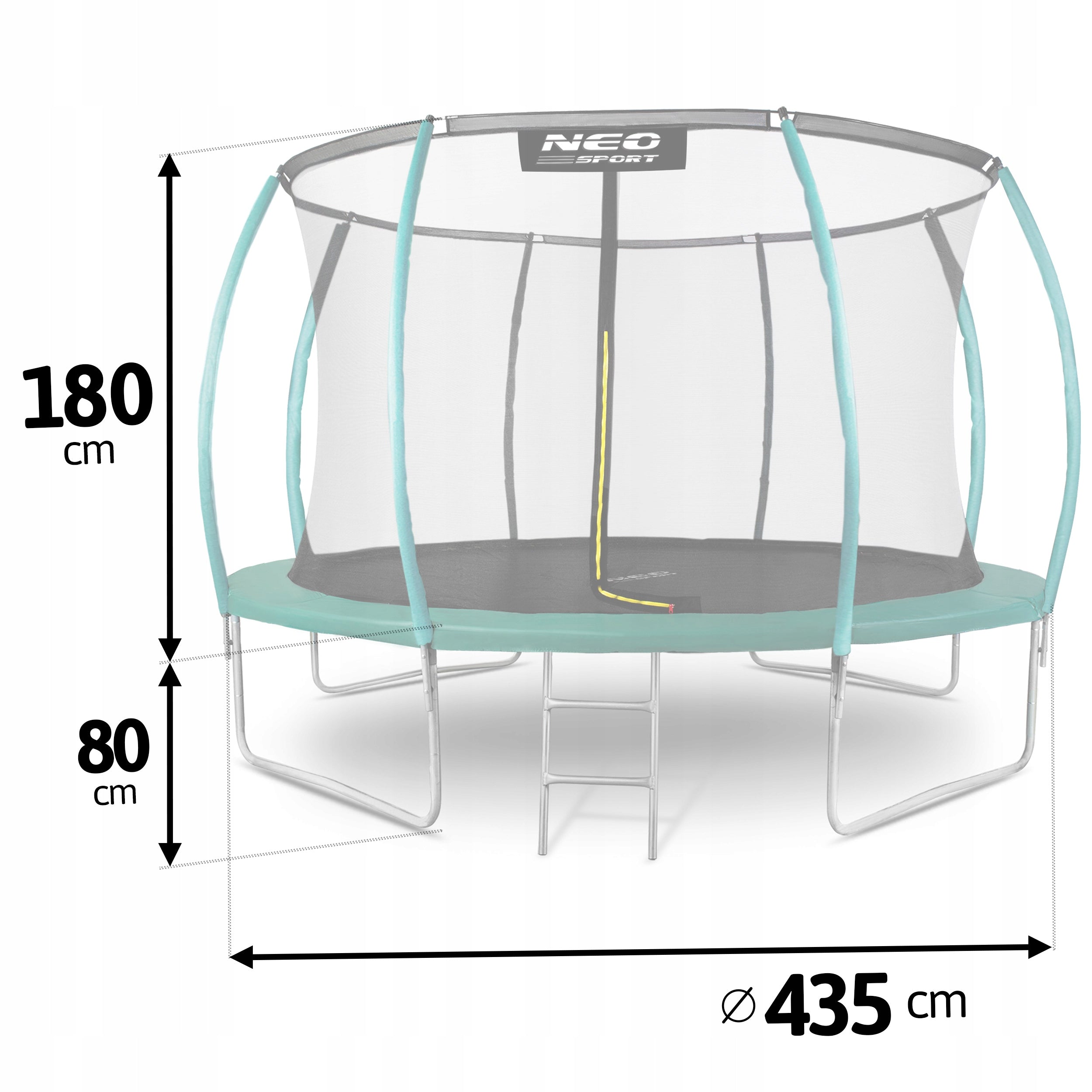 GARDEN TRAMPOLINE FOR CHILDREN LADDER 435cm 14ft Height from ground level 80 cm