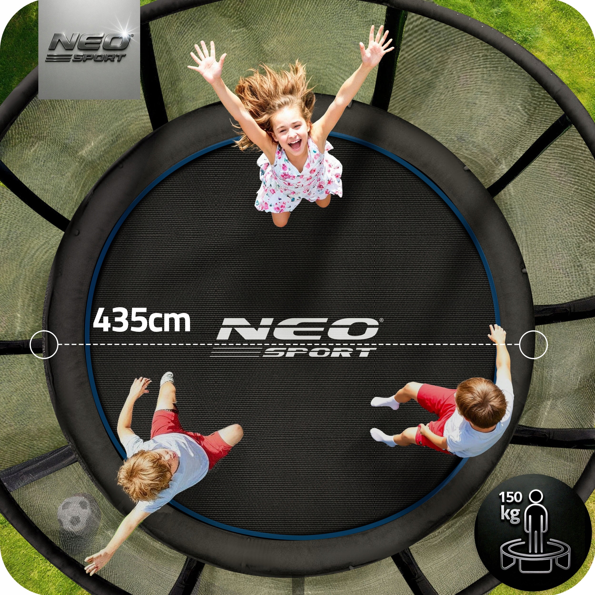 GARDEN TRAMPOLINE FOR CHILDREN SAFE SOLID 435cm 14ft NEOSPORT Number of springs/ropes 80