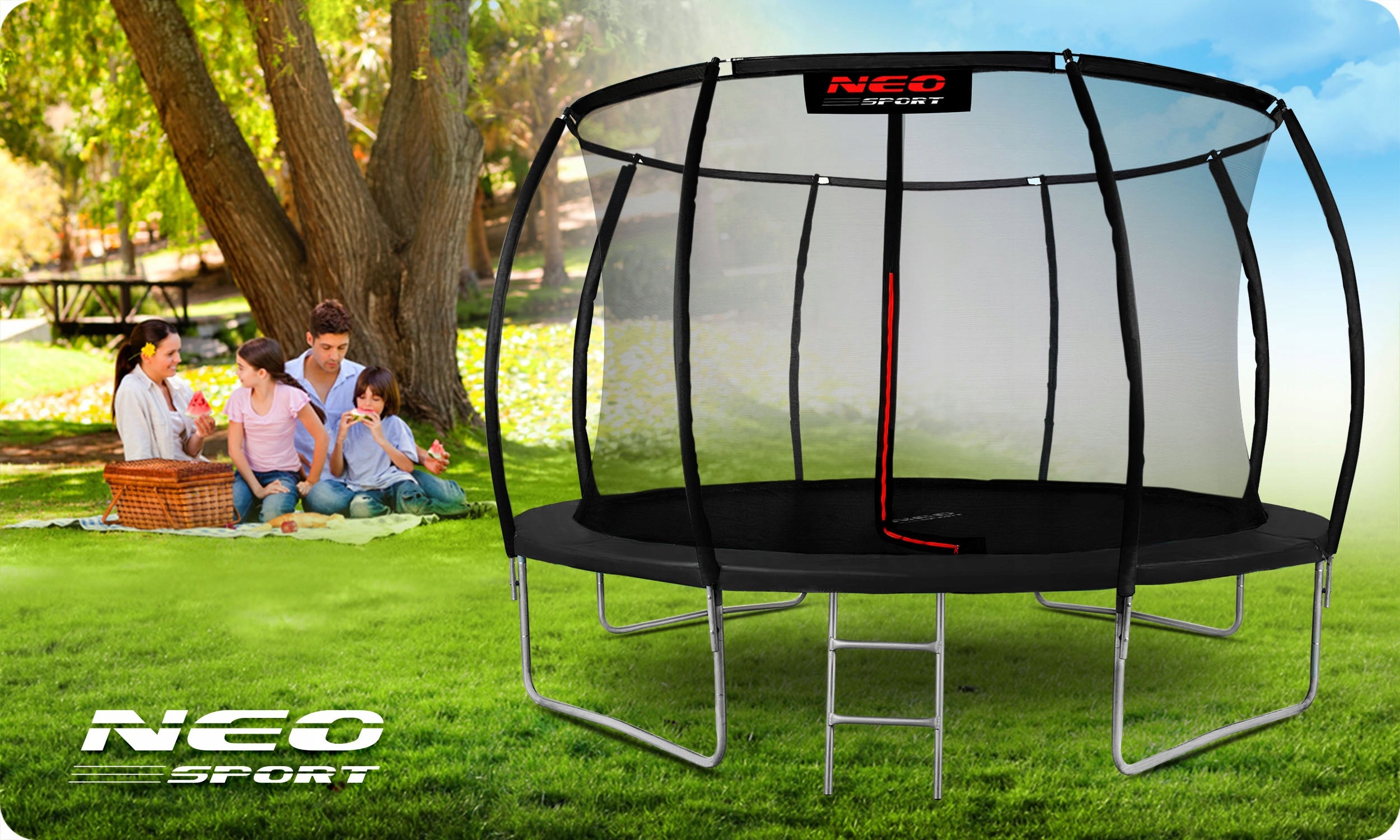 GARDEN TRAMPOLINE FOR CHILDREN WITH INNER MESH 435cm 14ft NEOSPORT Brand Neo-sport