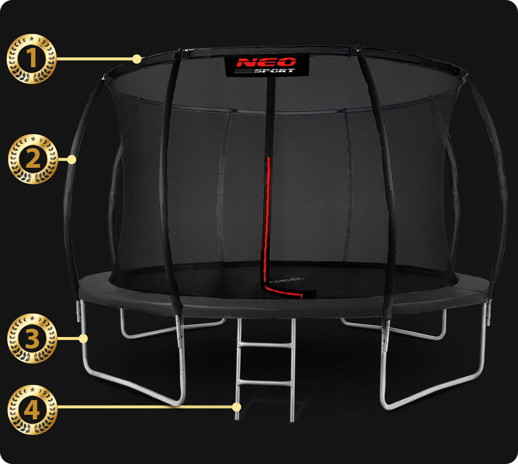 GARDEN TRAMPOLINE FOR CHILDREN WITH INNER MESH 435cm 14ft NEOSPORT Net height 180 cm