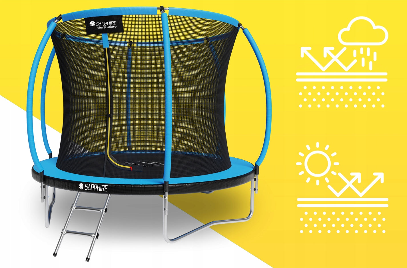 GARDEN TRAMPOLINE HOME LARGE STRONG with mesh 8FT FOR CHILDREN ladder 252 Total height 200 cm