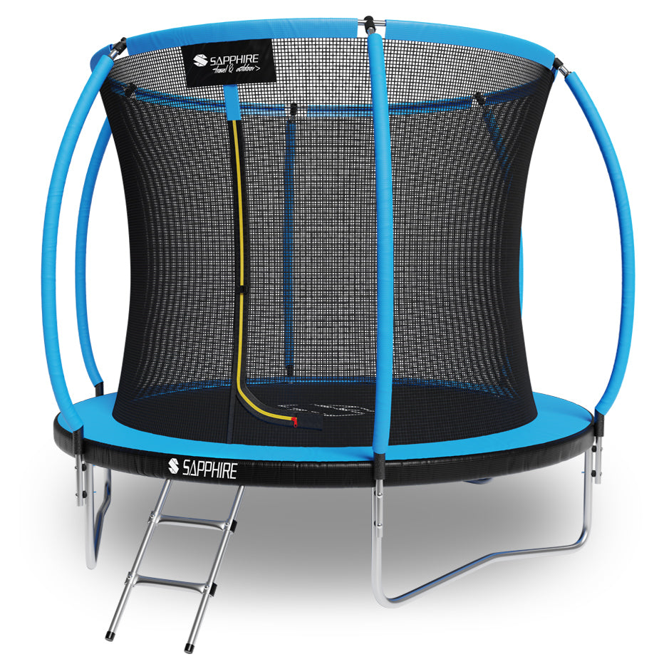 GARDEN TRAMPOLINE HOME LARGE STRONG with mesh 8FT FOR CHILDREN ladder 252