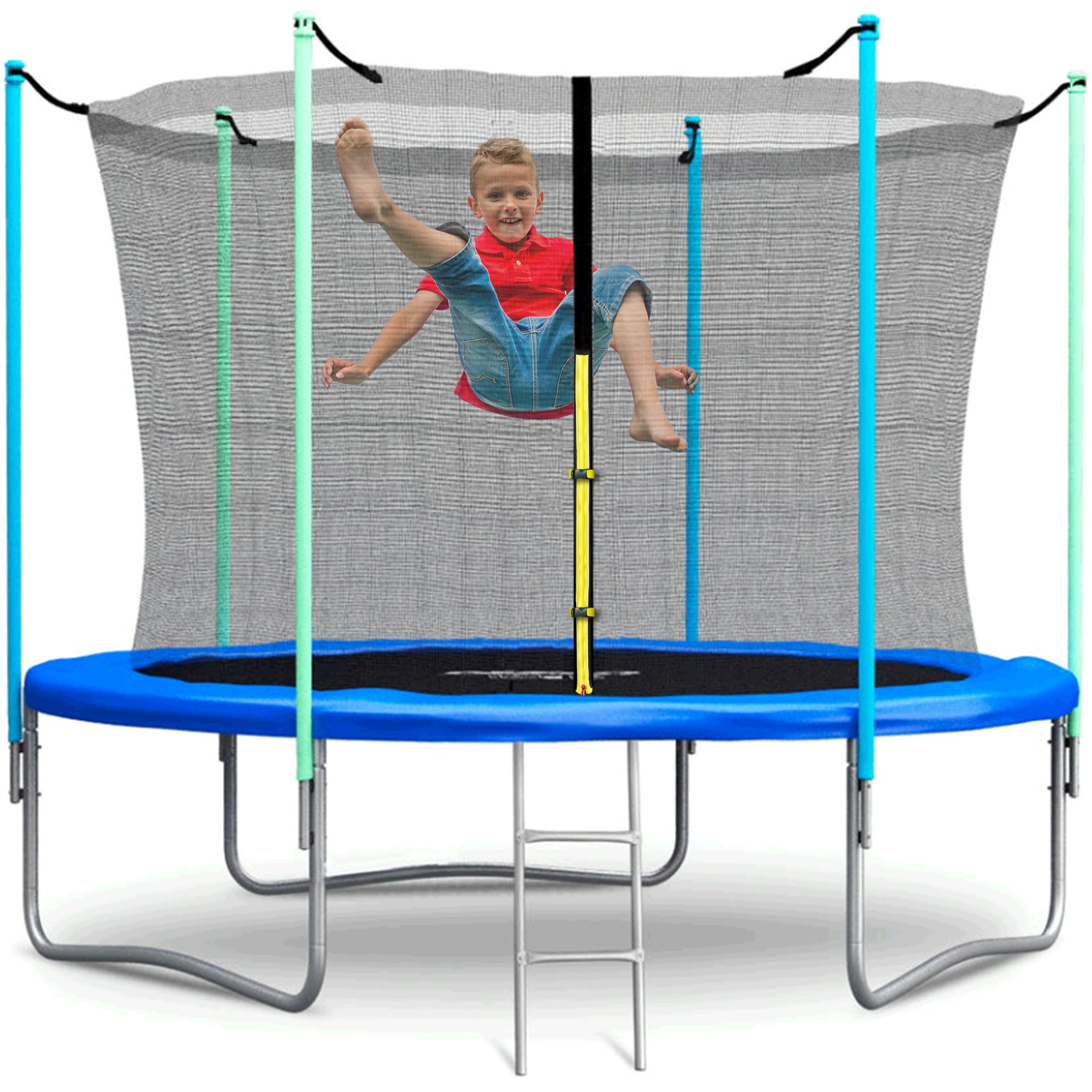 GARDEN TRAMPOLINE LARGE 315 CM 10 ft MESH LADDER SOLID SAFE