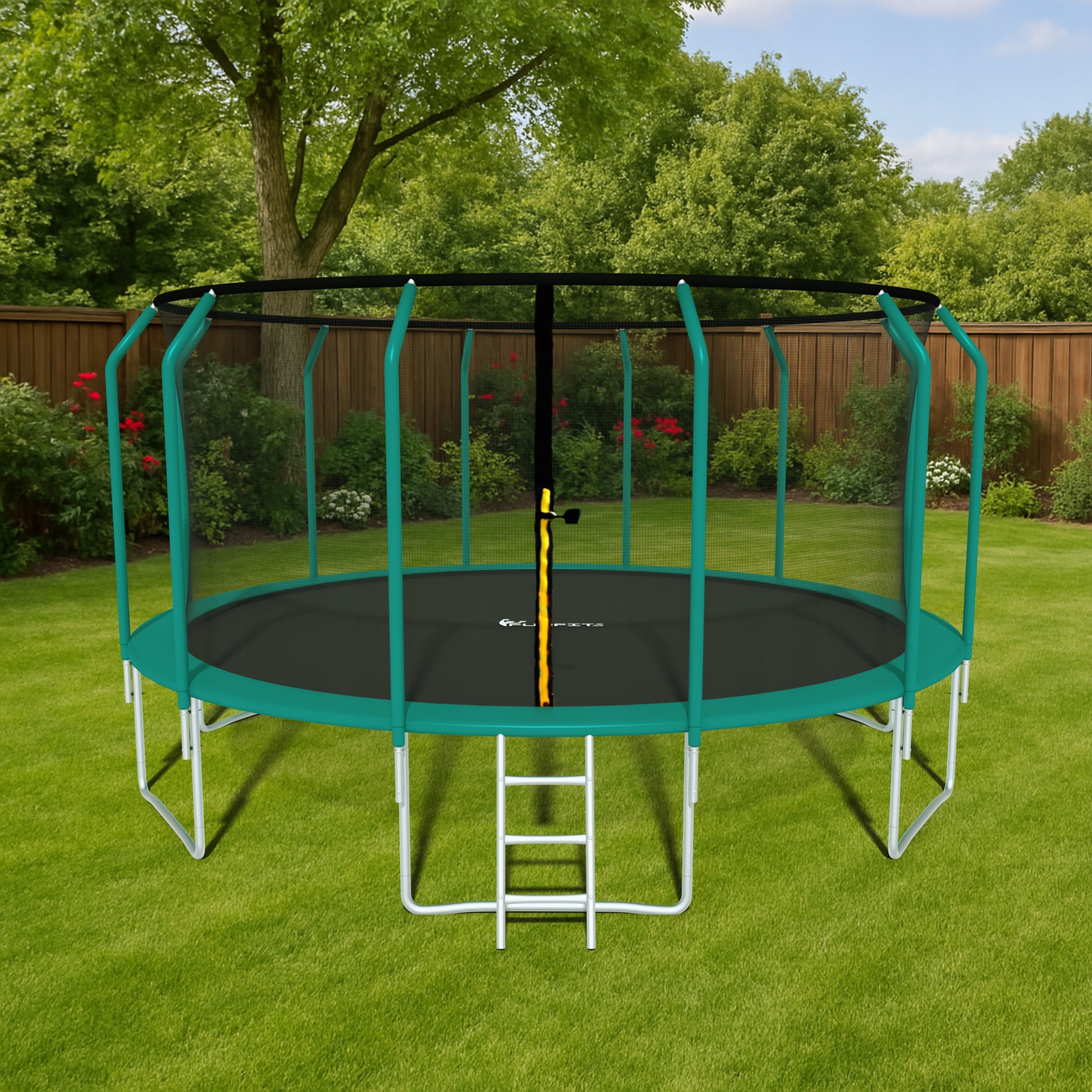 GARDEN TRAMPOLINE PREMIUM MESH INNER LADDER 465CM 15FT FUNFIT Height from ground level 89 cm