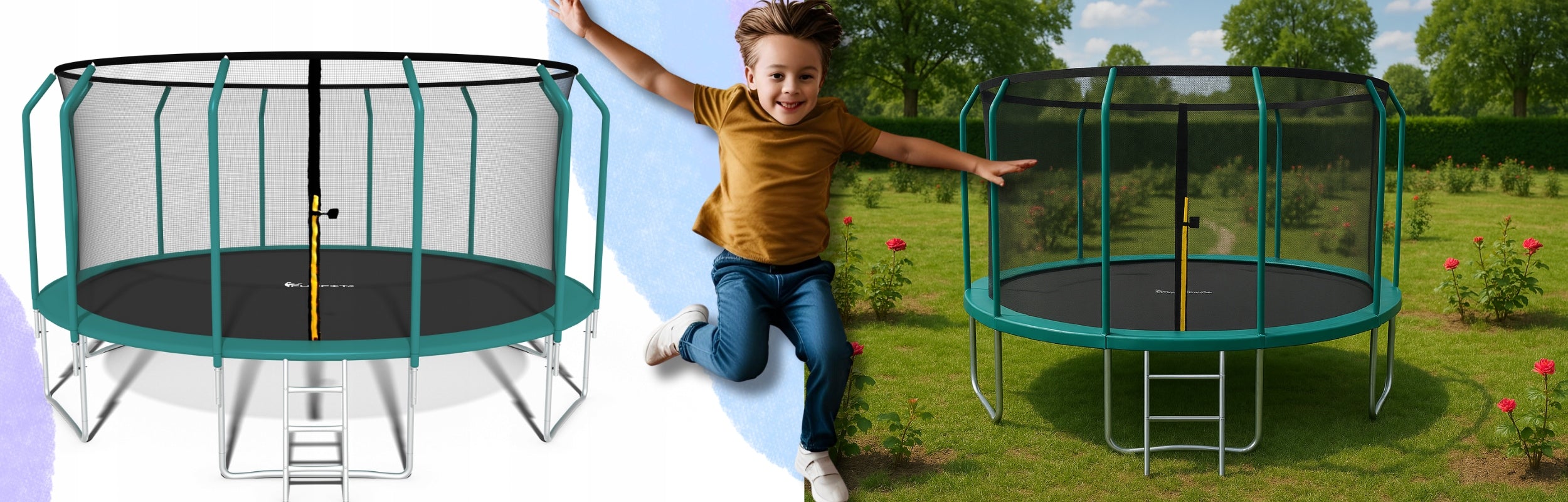 GARDEN TRAMPOLINE PREMIUM MESH INNER LADDER 490CM 16FT FUNFIT Number of bars 8 pcs