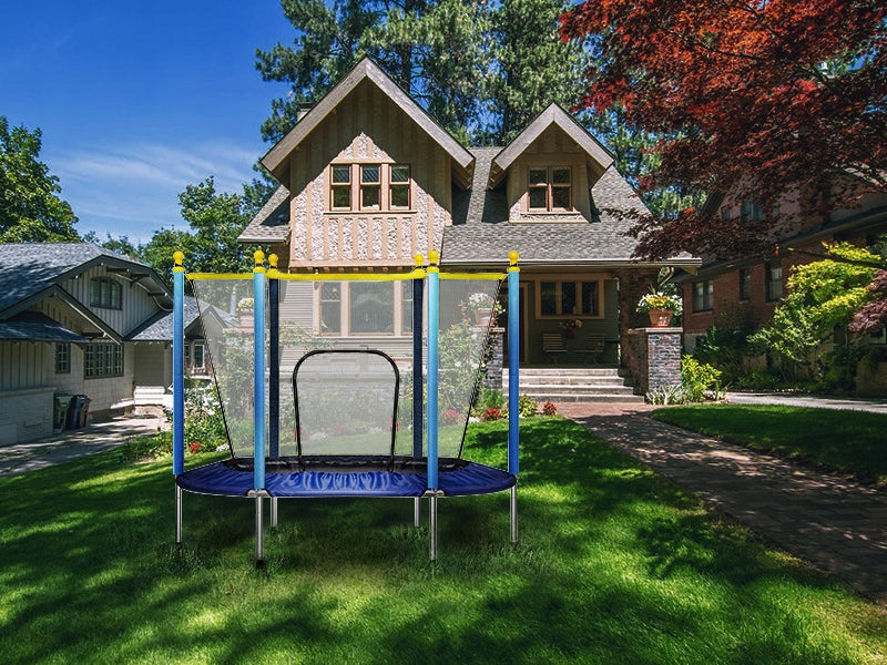 GARDEN TRAMPOLINE STABLE FOR CHILDREN HOME WITH MESH 140 x 122 CM Net height 110 cm