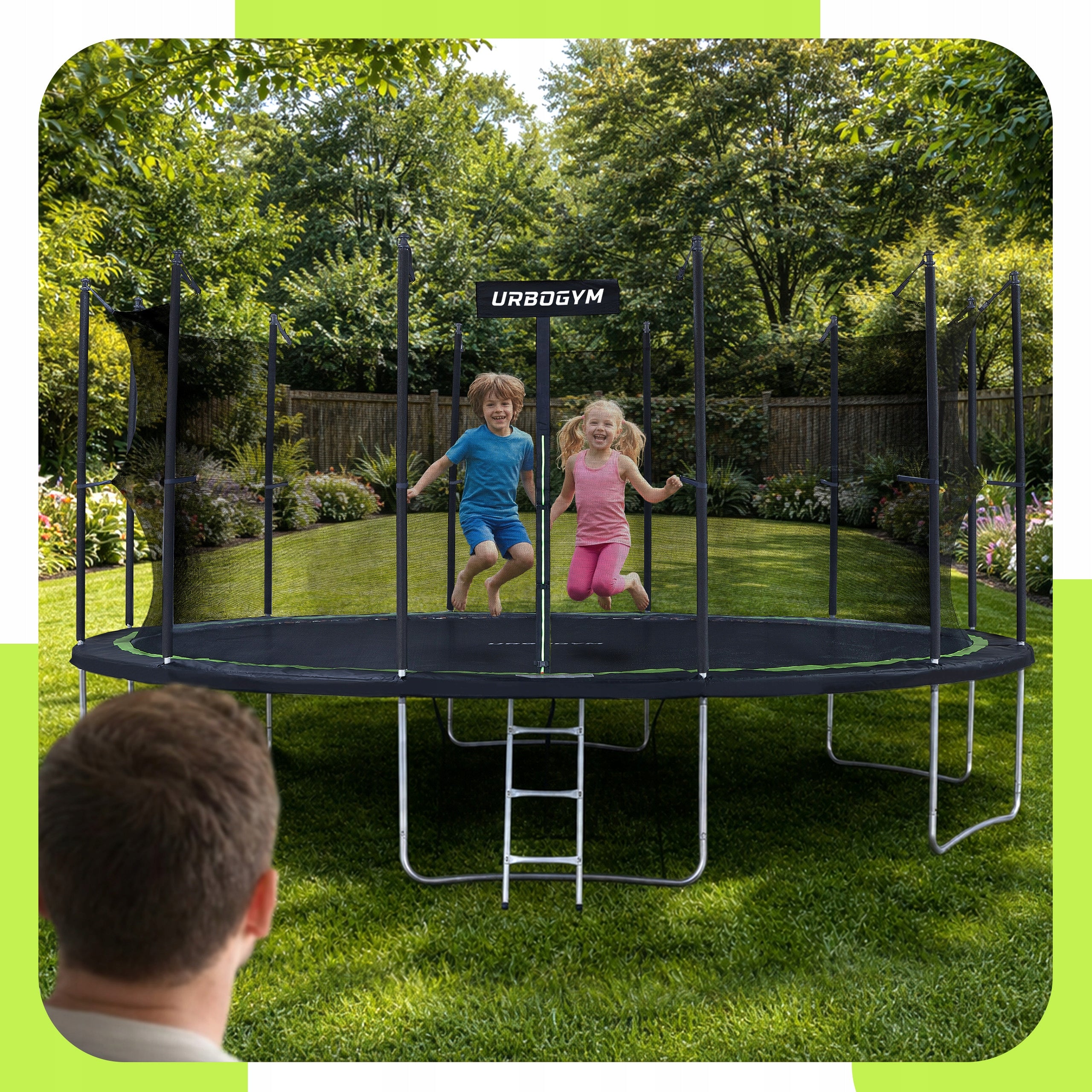 GARDEN TRAMPOLINE WITH INDOOR MESH FOR KIDS GARDEN 16 FT 488CM Brand Urbogym