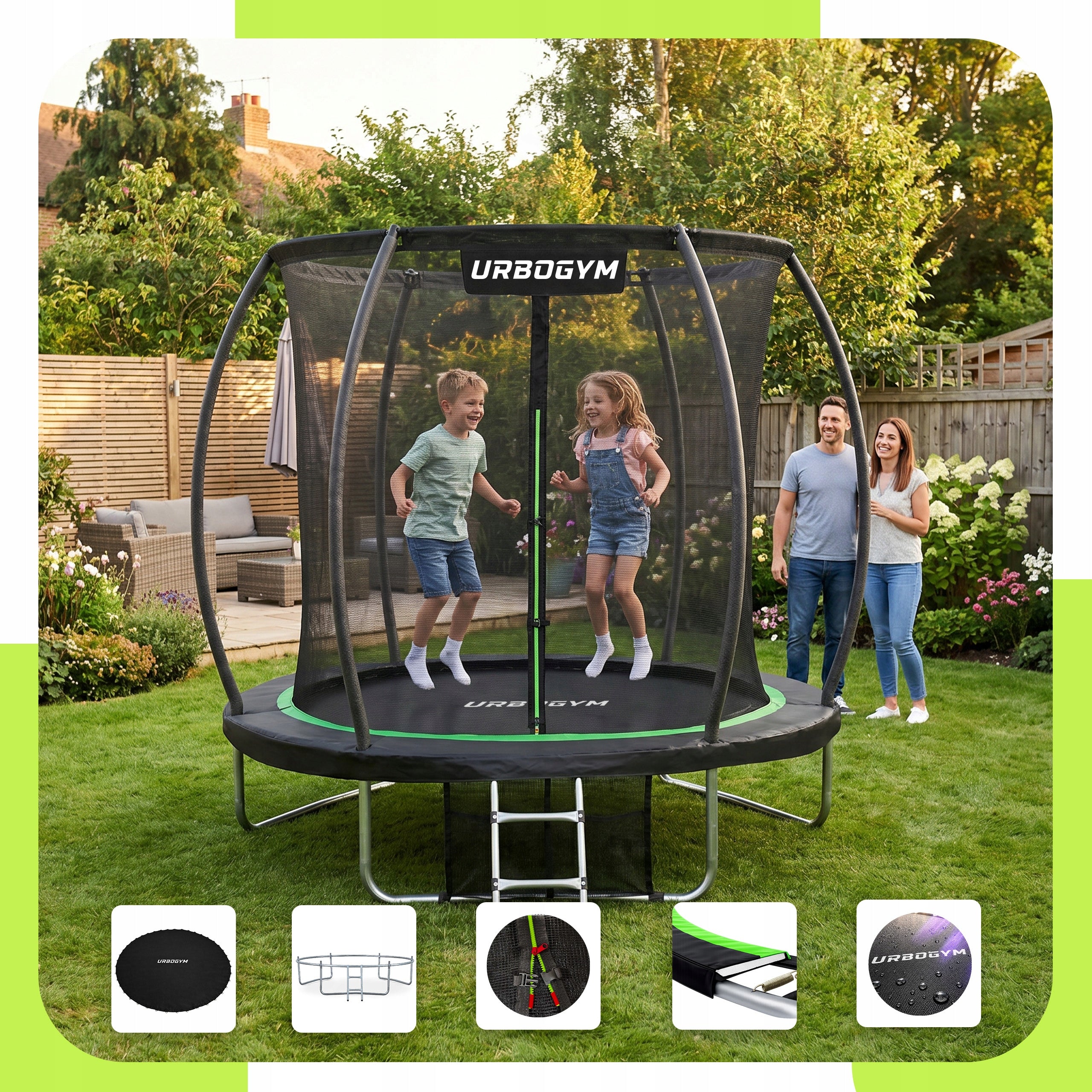 GARDEN TRAMPOLINE WITH INDOOR NET FOR CHILDREN'S GARDEN 8FT 252CM Packaging status original
