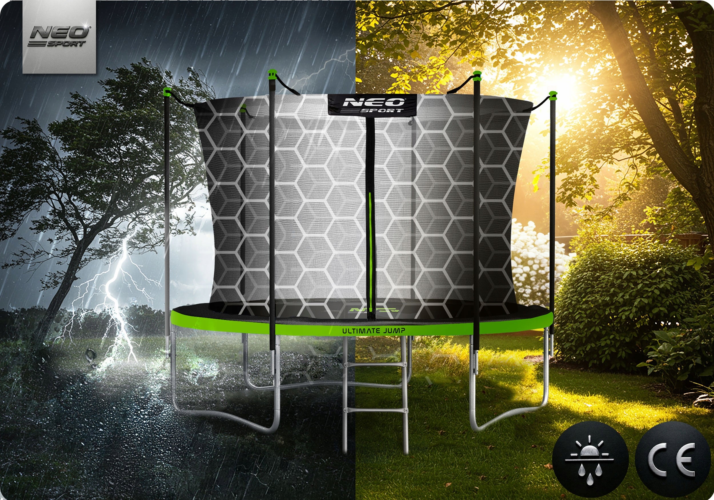 GARDEN TRAMPOLINE WITH INTERNAL MESH FOR CHILDREN 312cm 10ft + LADDER Manufacturer code NS-10W231