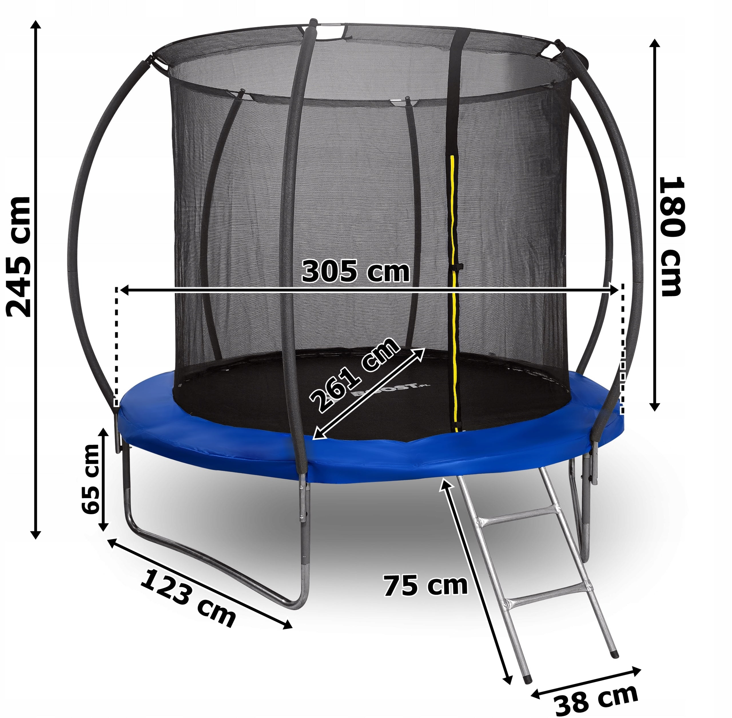 GARDEN TRAMPOLINE WITH LADDER WITH INNER MESH 305 CM 10 FT FOR KIDS EAN (GTIN) 5905523062847