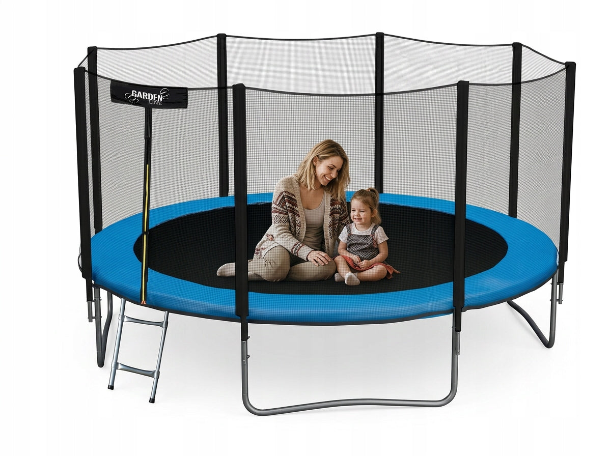 GARDEN TRAMPOLINE WITH NET LADDER 374CM 12FT GARDENLINE FOR GARDEN