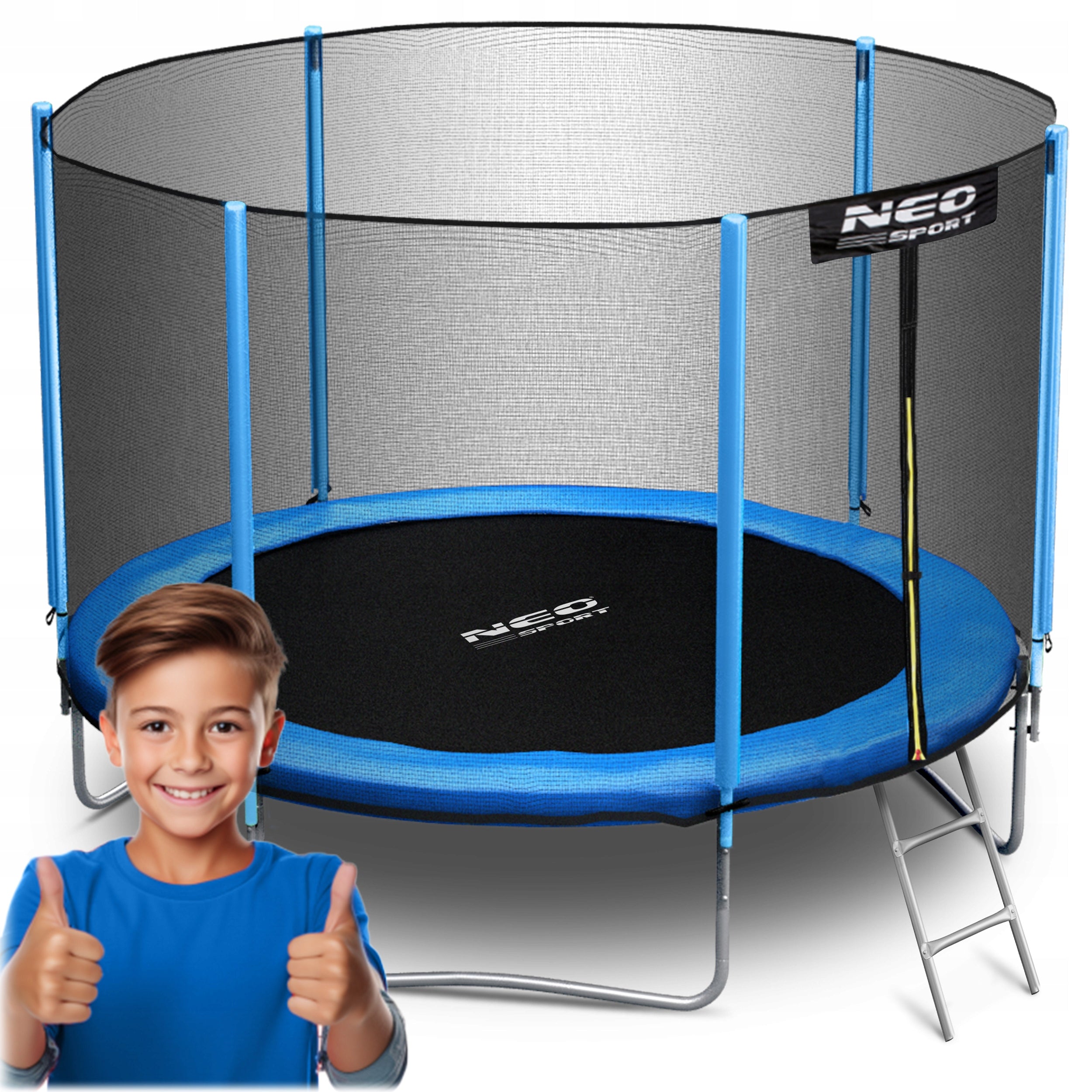 GARDEN TRAMPOLINE WITH OUTDOOR MESH FOR CHILDREN 252cm 8ft Neo-Sport Packaging status original