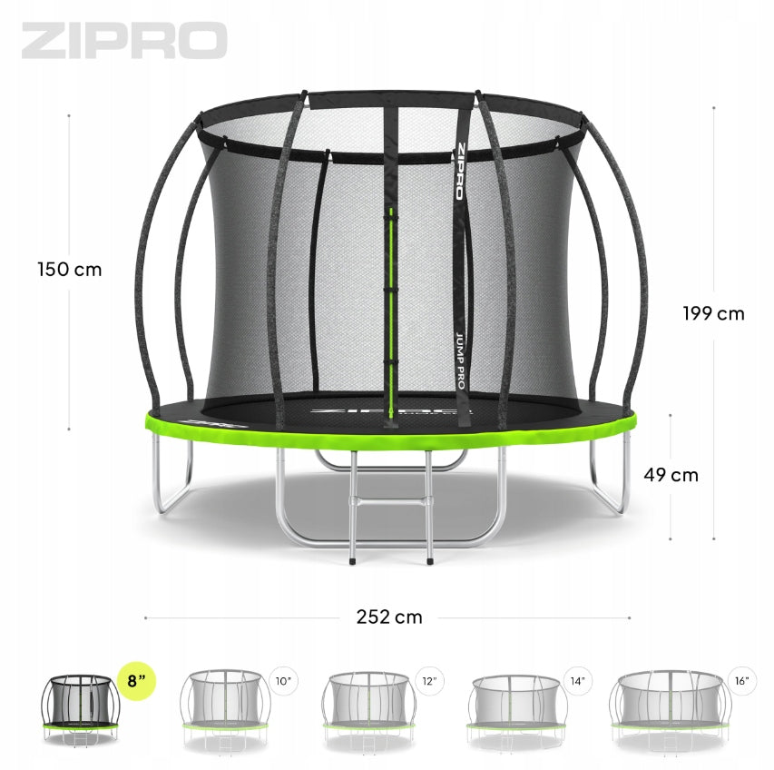 GARDEN TRAMPOLINE ZIPRO JUMP PRO PREMIUM 8FT 252CM WITH NET FOR CHILDREN Brand no brand