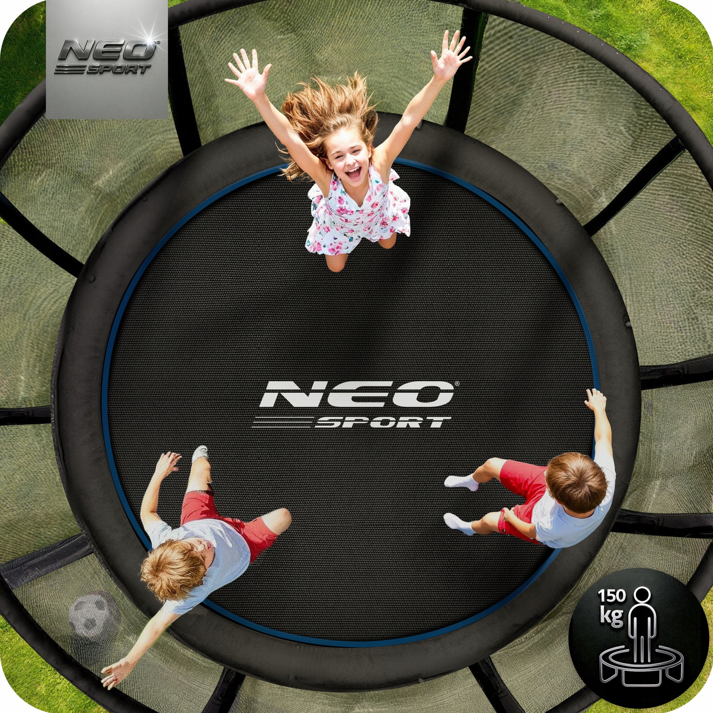 GARDEN TRAMPOLINE for children with OUTDOOR NETTING 435cm 15ft NEOSPORT Number of springs/ropes 90