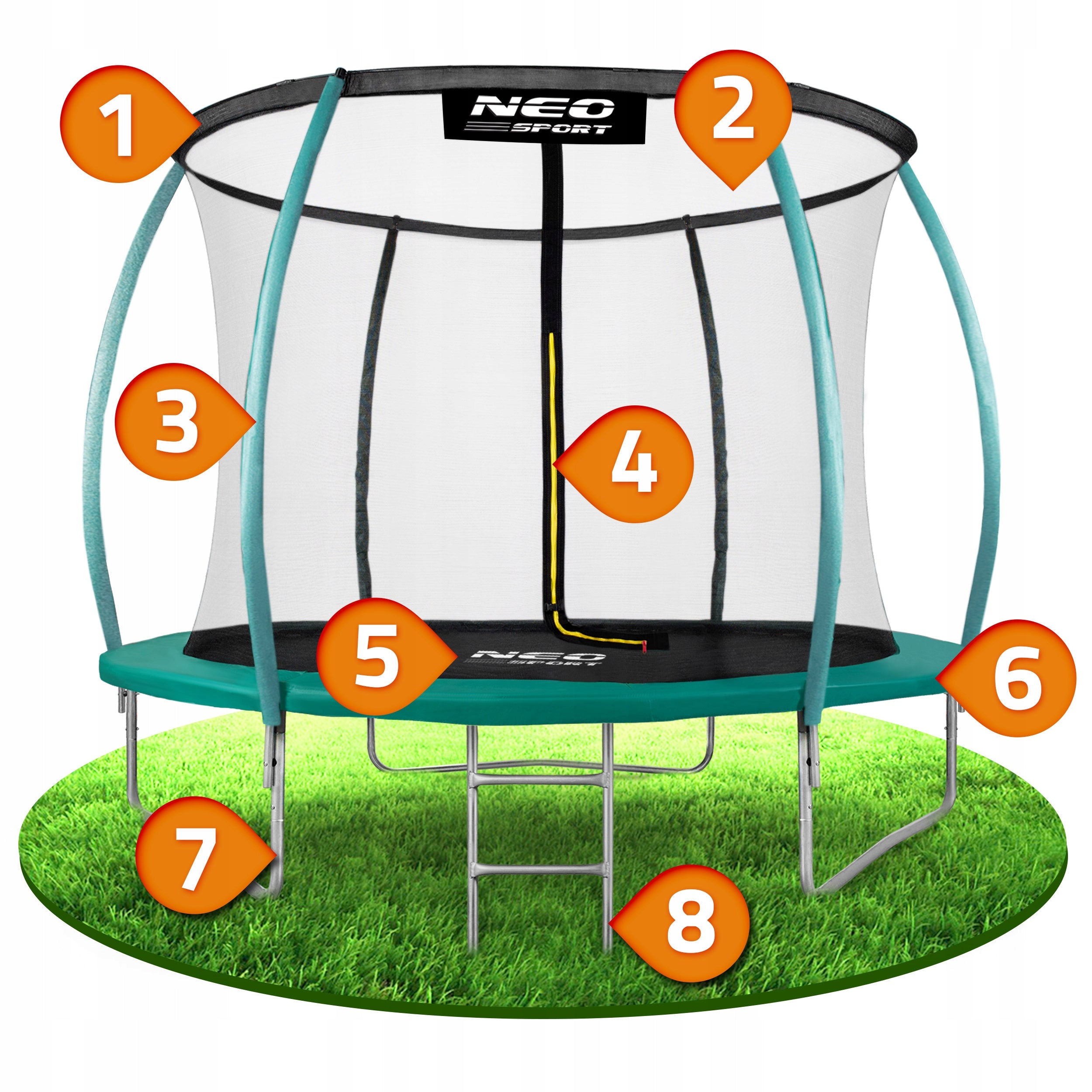 GARDEN TRAMPOLINE for children with inner net 312cm 10ft NEOSPORT Total height 245 cm