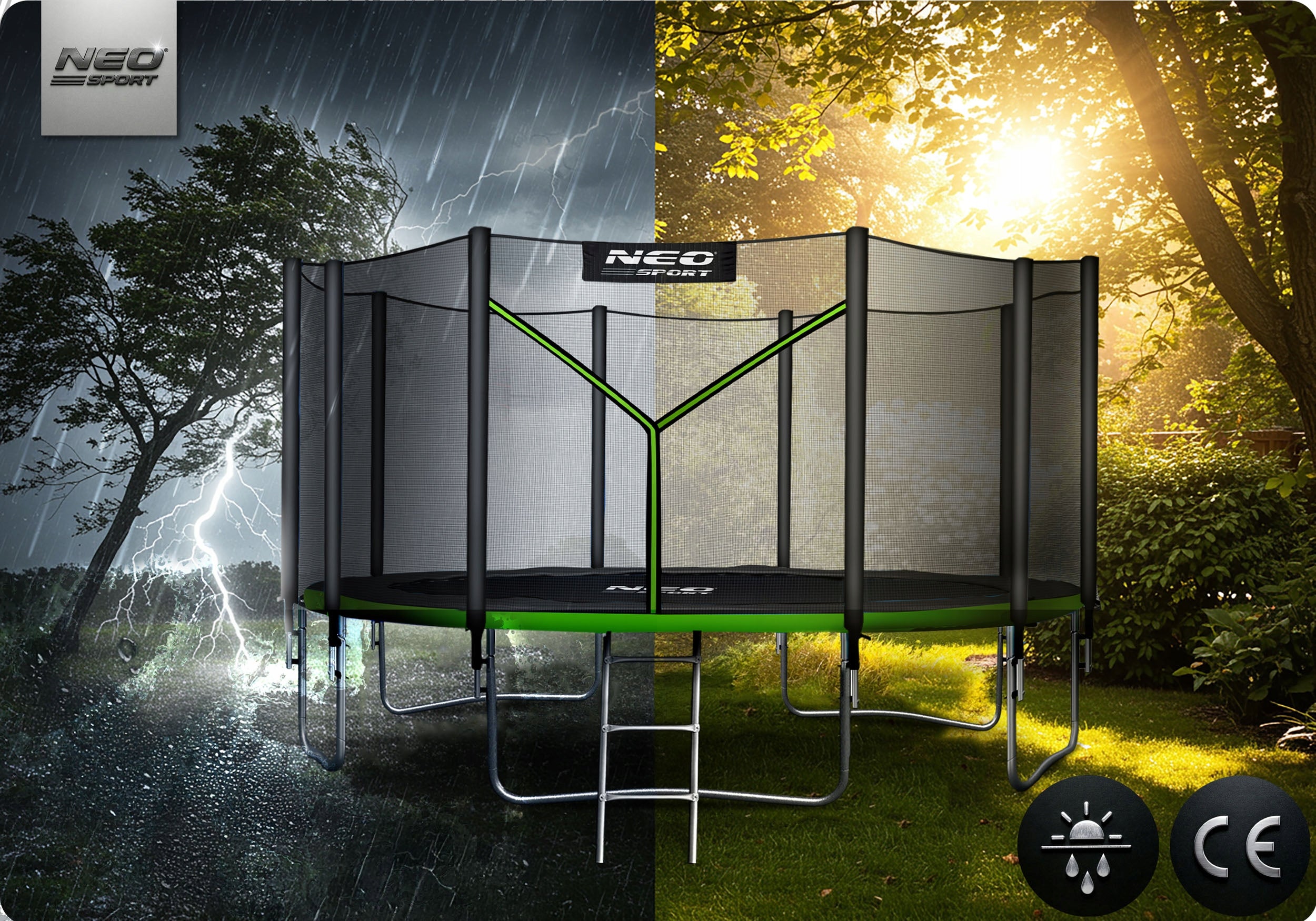 GARDEN TRAMPOLINE for children with outdoor net 374cm 12ft NEOSPORT EAN (GTIN) 5903890625870