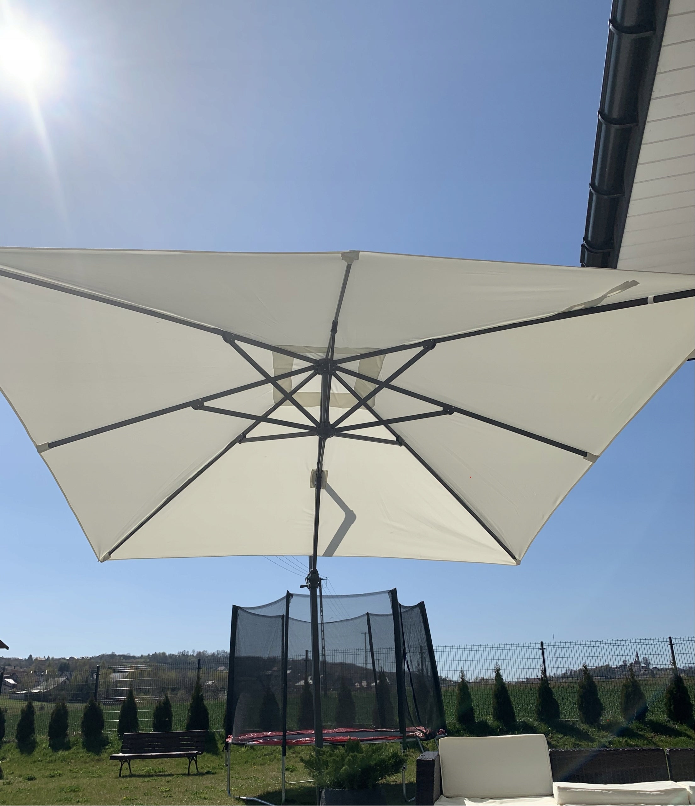 GARDEN UMBRELLA 3 x 4 M BEIGE "ROMA" WITH COVER IDEAL FOR THE GARDEN Color beige