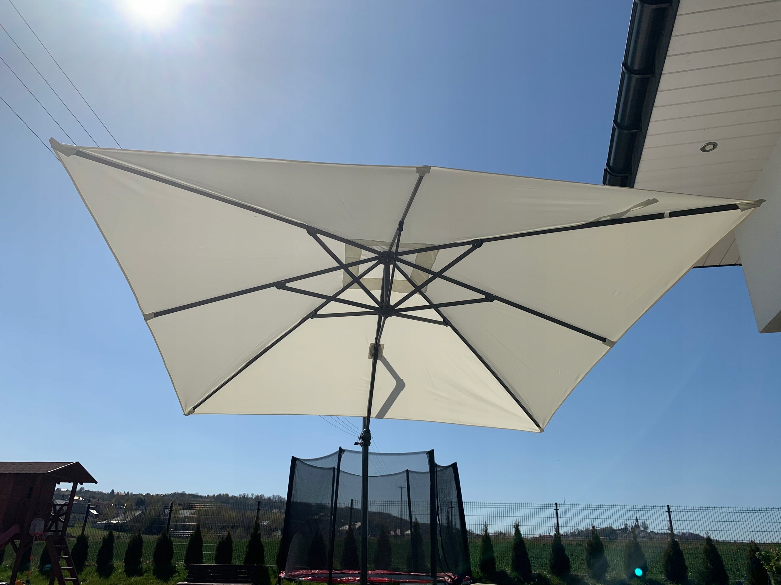 GARDEN UMBRELLA 3 x 4 M BEIGE "ROMA" WITH COVER IDEAL FOR THE GARDEN Packaging status original