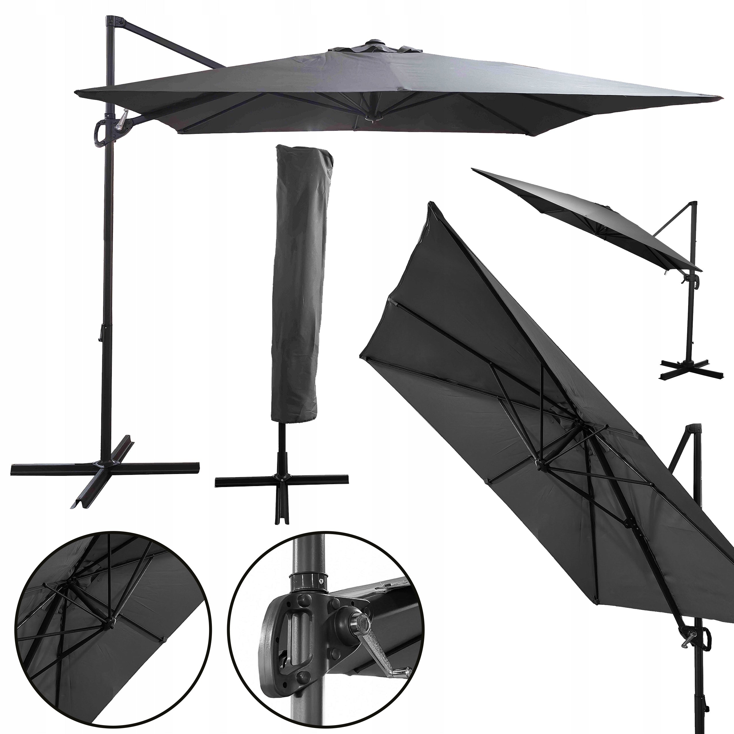 GARDEN UMBRELLA 300 cm FOLDING WITH BOOM COVER AUSTIN C. GREY Packaging status original