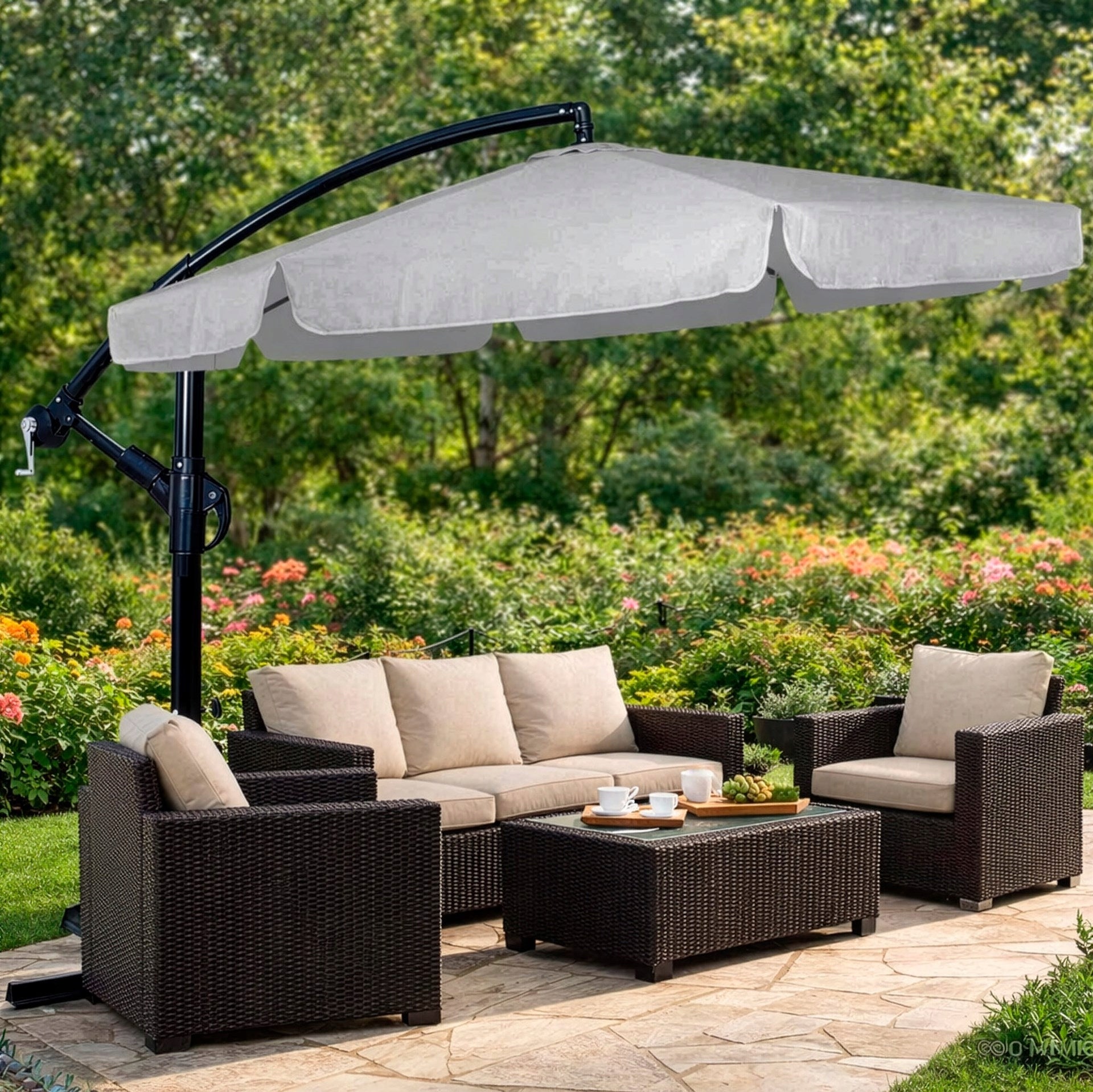 GARDEN UMBRELLA 350cm LARGE FOLDING with Falbana Strong + COVER FREEBIE Diameter/width 350 cm