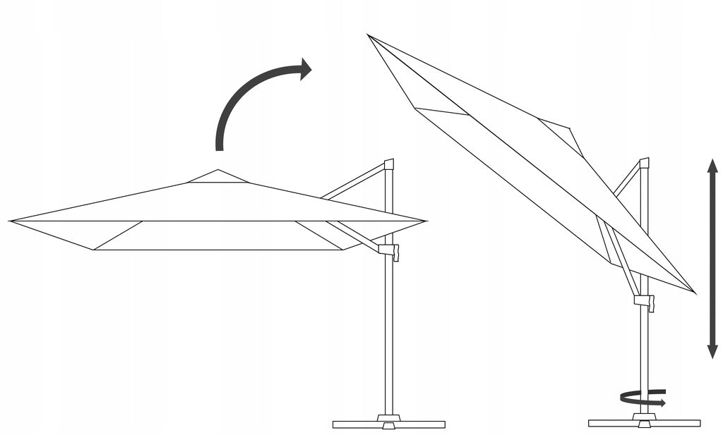 GARDEN UMBRELLA 3x4m BEIGE ROMA LED FOLDABLE LARGE LED + COVER Color beige