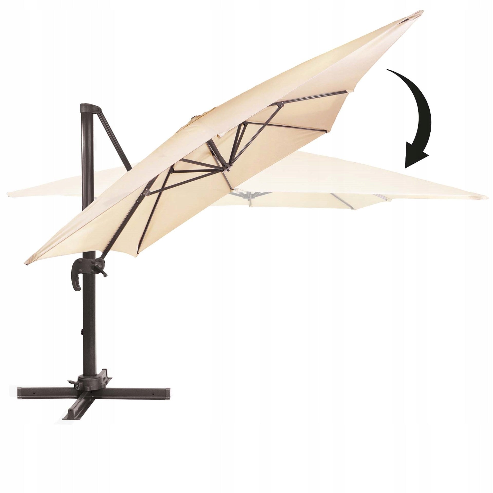 GARDEN UMBRELLA 500 cm BEIGE LARGE FOLDING with boom + COVER FREEBIE Color beige